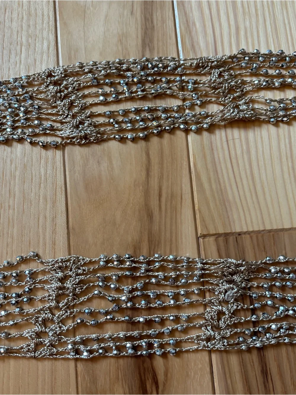 Y2K Boho Tan Silver Embellished Tie Belt or Necklace